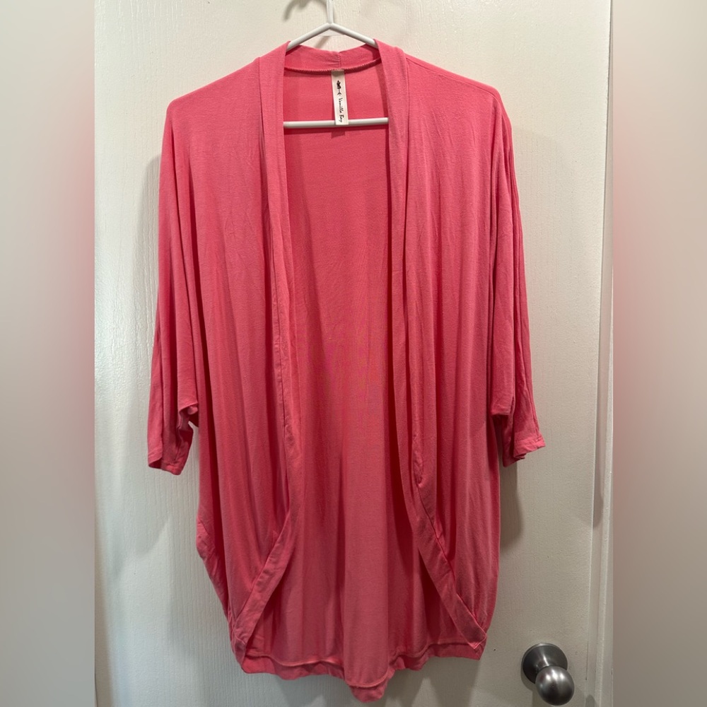 Lightweight Open-Front Cardigan Sweater - Pink
